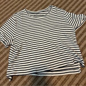 Able Maria Boxy Tee- Midnight/Cream Stripe